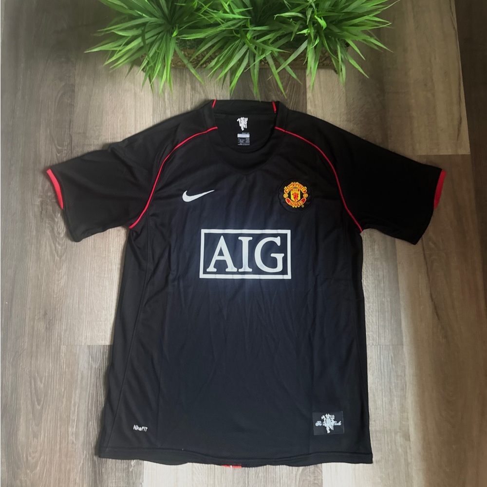 Manchester United 2007/08 Away Retro Soccer Jersey Black Vintage Football Shirt